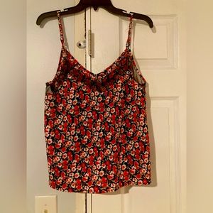 Red floral tank top. Large